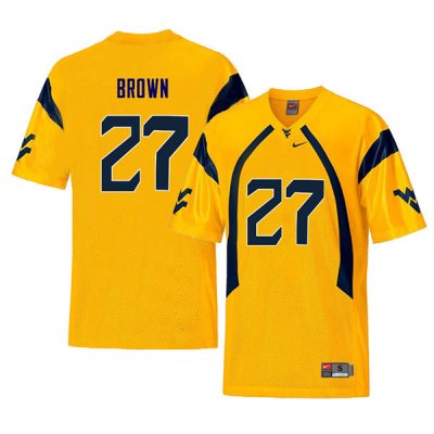 Men's West Virginia Mountaineers NCAA #27 E.J. Brown Yellow Authentic Nike Retro Stitched College Football Jersey NH15C45IO